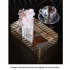BANDEJA DE METAL COM ESPELHO ARLES DOURADA 21CMX13CMX5CM - REF. 220772