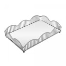 BANDEJA C/ ESPELHO WAVE PRATEADA 21CMX14CMX4CM - REF. 221015