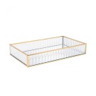 BANDEJA DE METAL COM ESPELHO DOURADA 15CMX25CMX4CM - REF. 5633