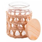Pote de Vidro C/ Tampa de Madeira Sisal 750ml - Ref.29123
