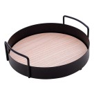 BANDEJA DE METAL C/ FUNDO MDF E ALÇA REDONDA PRETO FOSCO 20X6CM - REF.B2505