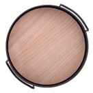 BANDEJA DE METAL C/ FUNDO MDF E ALÇA REDONDA PRETO FOSCO 20X6CM - REF.B2505