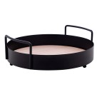 BANDEJA DE METAL C/ FUNDO MDF E ALÇA REDONDA PRETO FOSCO 20X6CM - REF.B2505