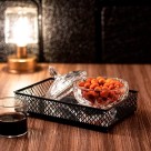 BANDEJA DE METAL C/ ESPELHO BARCELONA PRETA 21X13X5CM - REF- 4547