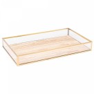 BANDEJA DE METAL DOURADA COM PALHA 15CMX25CMX3CM - REF. 5629