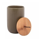 POTICHE DE CERAMICA C/TAMPA EM BAMBU LINES VERDE 10X15 - REF.2664