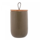 POTICHE DE CERAMICA C/TAMPA EM BAMBU LINES VERDE 10X15 - REF.2664