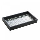 BANDEJA DE MADEIRA C/ VIDRO PINUS PRETA GARDEN 38CM X 24CM X 4,5CM - REF.13850