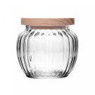 POTE DE VIDRO COM TAMPA DE PINUS 600ML - REF.20784