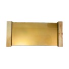 BANDEJA DE VIDRO COM BASE DE MADEIRA - DOURADA