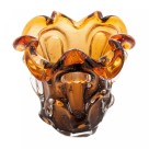 VASO DE VIDRO MURANO ITALY AMBAR E MARROM 13CMX14,5CM - REF. 4819