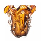 VASO DE VIDRO MURANO ITALY AMBAR E MARROM 13CMX14,5CM - REF. 4819