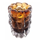 VASO DE VIDRO MURANO ITALY AMBAR E MARROM 10CMX13CM - Ref.4795
