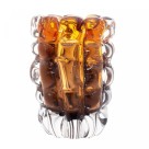 VASO DE VIDRO MURANO ITALY AMBAR E MARROM 10CMX13CM - Ref.4795