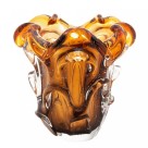 VASO DE VIDRO MURANO ITALY AMBAR E MARROM 15CMX16CM (4825)